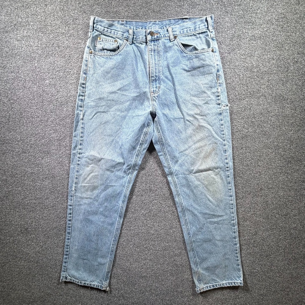 Carhartt B17 Relaxed Fit Jeans Mens 38x32 Blue Light Wash Distressed Workwear